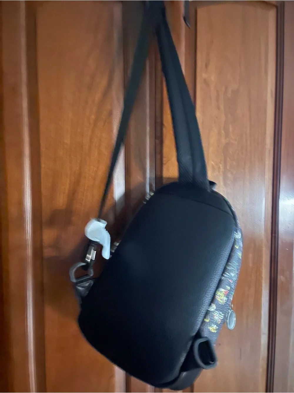 Ed Hardy Black Mini Sling Bag with Multicolor Tattoo Motifs